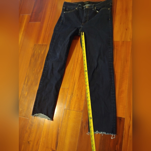 Banana Republic slim straight womens dark blue jeans Stretch frayed botton sz 31 - Picture 9 of 9